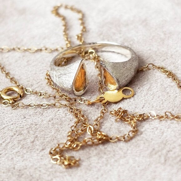 14K gold plated chain and 925 Glaucia Ring by Karma Lotus - Picture 2 of 5